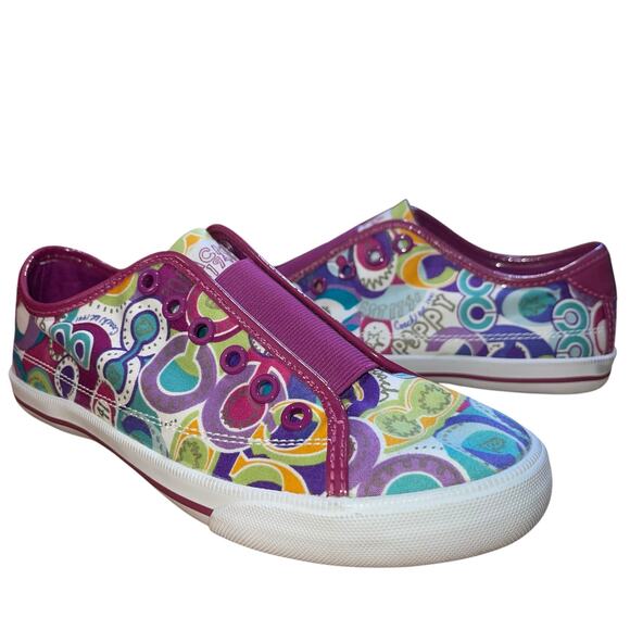 Coach Sneakers Bev Poppy Multicolor Slip-On Laceless Shoes - Picture 1 of 10